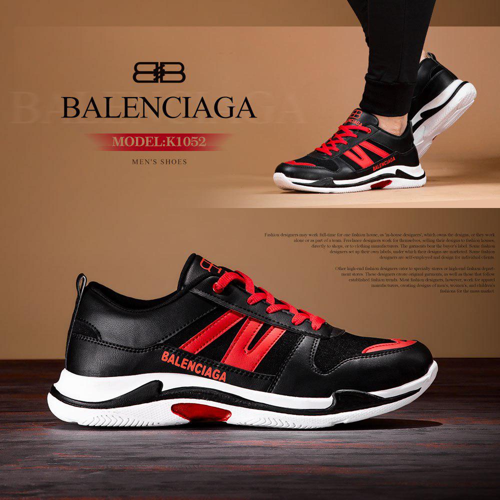 کفش مردانه Balenciaga مدل K1052 رنگ 2گانه مشکی قرمز