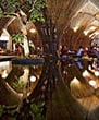 طراحی فضای سیال رستوران با چوب بامبو