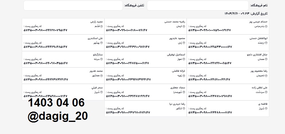 اطلاعات ارسالهای تیر 1403