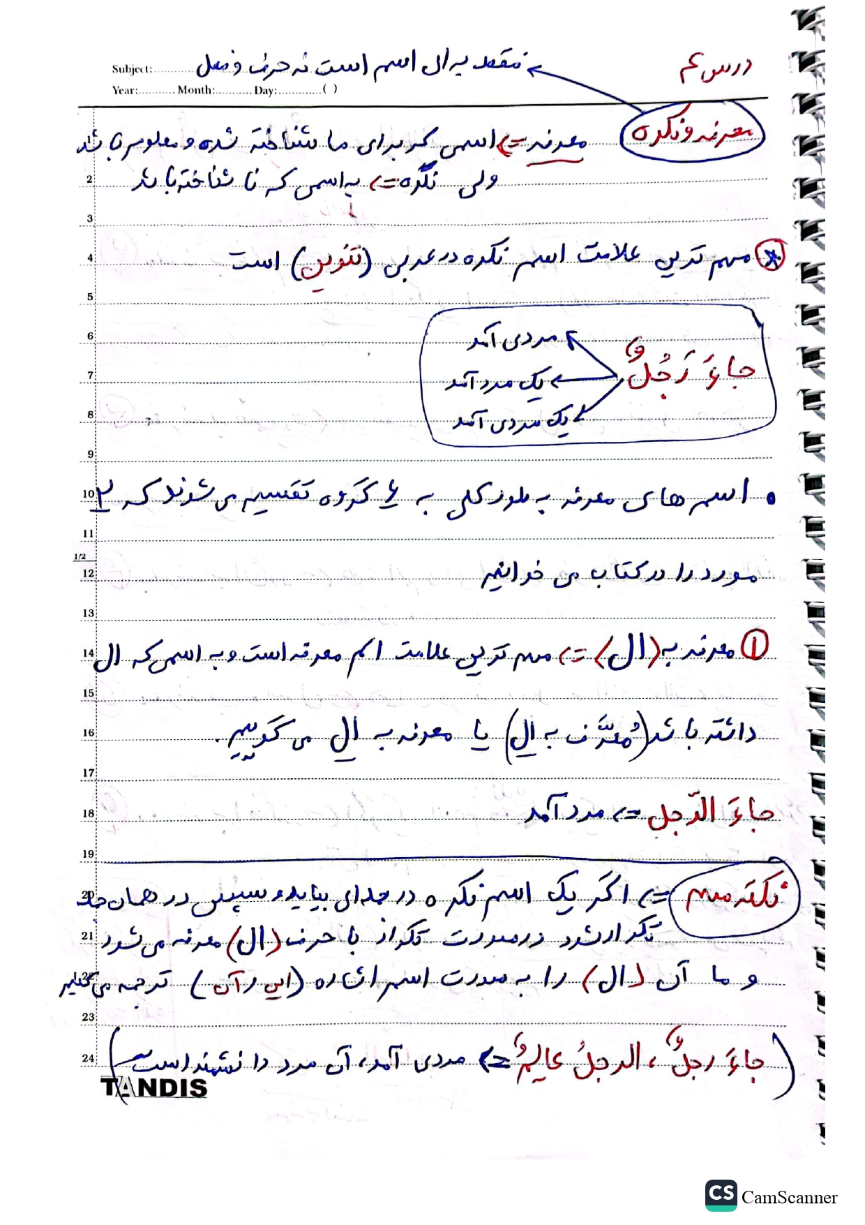 جزوه عربی یازدهم درس ۴ ( معرفه ، نکره ) 1